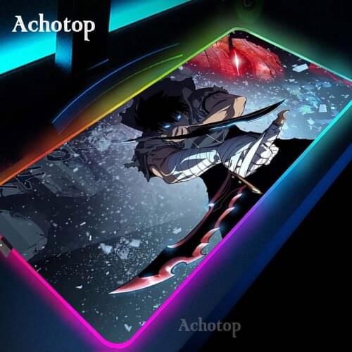 Solo Leveling Top Quality Gaming Player desk laptop Rubber Mouse Mat RGB LED Light Large Anime Mouse Pad Desk Mat with Backlit