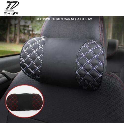 ZD Car headrest Leather Neck pillow For Audi a4 b6 a3 a6 c5 b8 VW polo passat b5 b6 Lada granta vesta Mazda 3 6 cx-5 Accessories