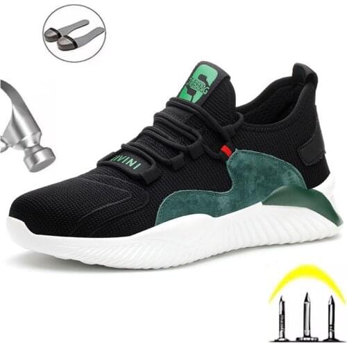 Flying Woven Breathable Upper Work Safety Shoes Indestructible Anti-smashing Summer Mens Casual Lightweight Protective Shoes