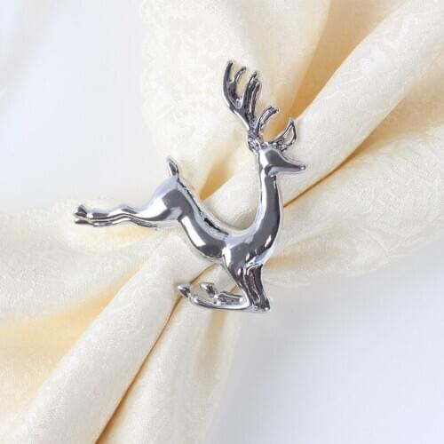 Metal Christmas Deer Napkin Rings Bow Flower Wreath Mouth Ring Wedding Banquet Hotel Table Supplies Circle Decoration Gifts