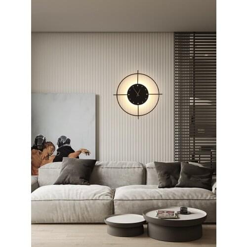 Nordic Design Minimalist Background Decorative Wall Lamp with Clock Living Room Hotel Cafe Aisle Bedroom Bedside Lamp Kitchen