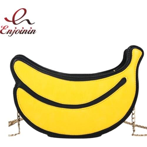 Trendy Personality Interesting Banana Shape PU Leather Chain Ladies Messenger Bag Ladies Shoulder Bag ladies PursesCute Side Bag