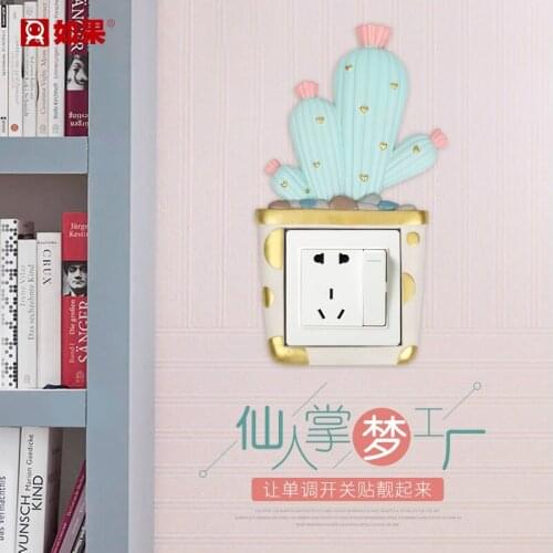 Cartoon Resin Cactus Switch Sticker Home Living Room Bedroom Washable Paste Dust Cover Wall DIY Decoration