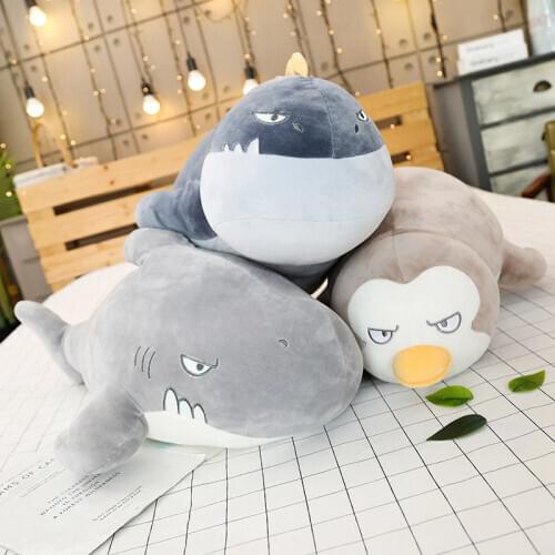 Soft Fat Penguin Shark Seal Plush Toy Stuffed Cartoon Sea Animal Doll Fashion Pillow Kids Girls Christmas Birthday Gift