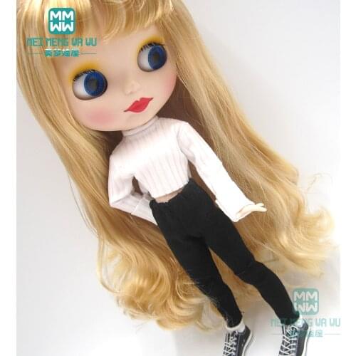 Clothes for doll fit Blyth azone OB24 OB27 1/6 doll accessroies fashion sweater, black hole pants