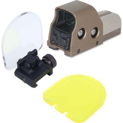 Hunting Shooting Eye Protector Kit Foldable Sight Scope Lens Screen Protector Cover White & Yellow Shield And Rail Mount