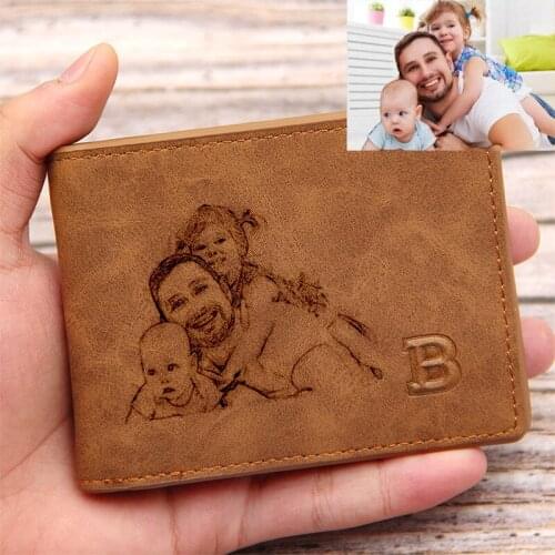 Picture Wallet Custom Engraving Wallet Frosted Retro Multifunction Wallets Multi Card Holder Leisure Coin Bag best gift