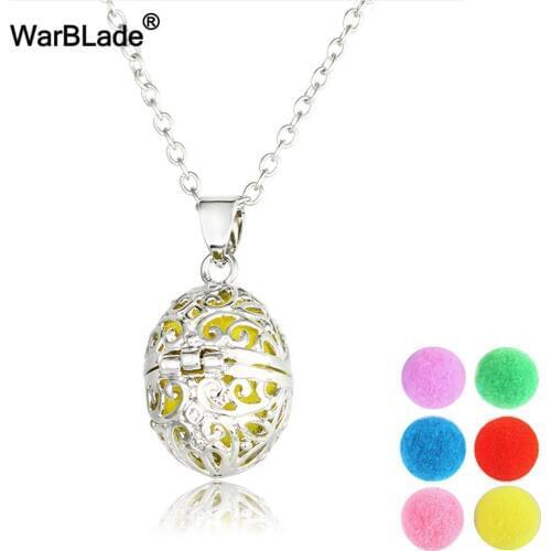WarBLade Fashion 2018 New Hollow Necklaces Aromatherapy Egg Locket Pendant DIY Perfume Essential Oil Diffuser Necklace For Women