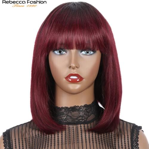 Rebecca Fashion Short Bob Human Hair Wigs For Black Women Brazilian Straight Bob Full Mechanism Made Wig Bob Pre Plucked Remy