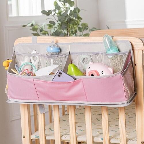 Baby Bedding Organizer Toddler Trolley Hanging Bag Foldable Crib Diaper Bag for Boy Girl Baby Nappy Caddy Toy Organizers