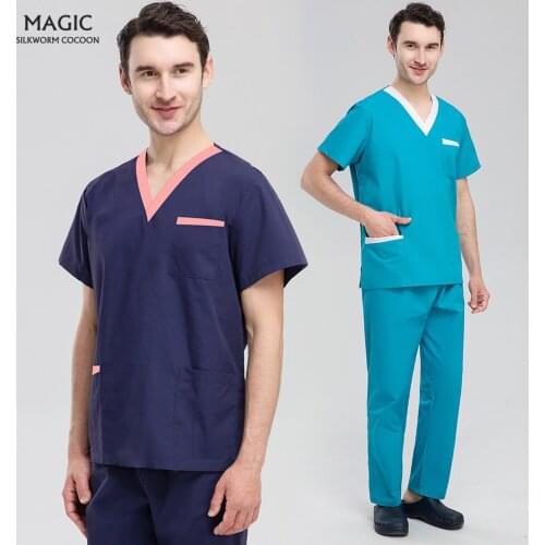 V-neck Dental Clinic Work Uniform Hospital Doctor Scrubs Uniforms Anesthetist Workwear Short Sleeved Operating Room Work Clothes