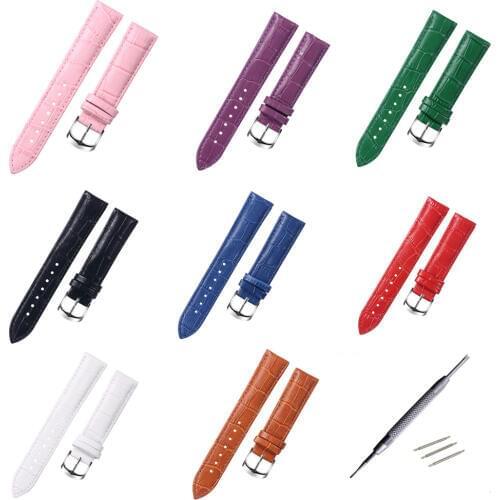 8 10 12 14 15 16 17 18 19 20 mm Genuine leather watchband watch belt strap wristwatches band female red white black