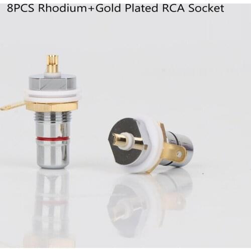 RS3005 hi Audio 8PCS Rhodium+Gold Plated RCA Socket Phono Chassis Female HIFI AMP