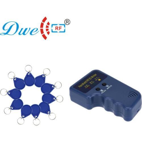 Handheld 125khz rfid programmer copier duplicator key rf writer +10 em4305 t5577 clone rfid 125 keychain