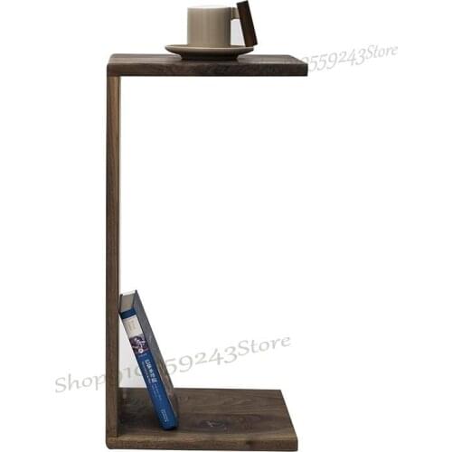 Nordic Black Walnut Side Table Solid Wood Tea Table Ins Style Sofa Side Table Movable Corner Table Coffee Table