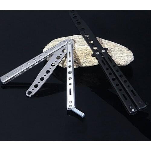 Foldable Butterfly Knife Six-hole Butterfly Practice Knife Beginner All-steel Survival Knife Training Tool For Outdoor