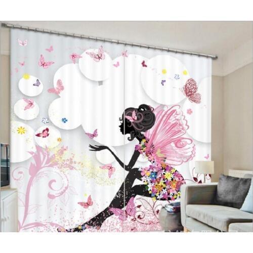 Butterfly Girl Bedroom Curtain print Luxury Blackout 3D Window Curtains For Living Room Drapes Cortinas Rideaux Customized size