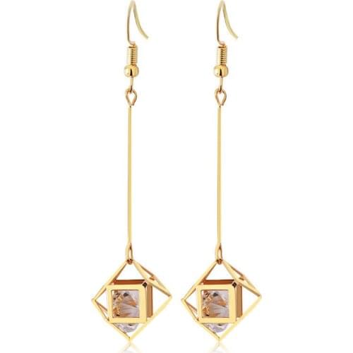 POTCET Korea 2021 Fashion Trend Womens Geometric Hollow Square Earrings Retro Trend Earrings 2021 Womens Jewels Free Shipping