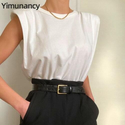 Sleeveless Top Women O Neck Causal Top 2020 Ladies Summer Office T Shirt Streetwear