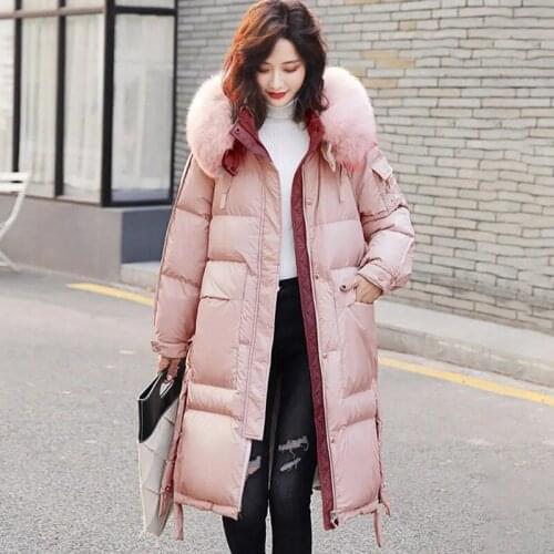 Down jacket womens 2021 new real white duck down medium and long winter jacket