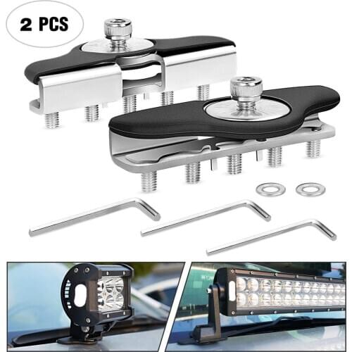 2pcs Universal Car LED Work Light Bar Mount Bracket Pillar Hood Clamp Holder for Truck/Boat/Bus/ATV/SUV