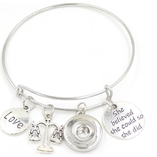 1PC Scales of Justice Bracelet Paralegal Lawyer Lega Assistant Gift 18mm Snap Jewelry Liobonar Snap Buttons Charms Bracelets