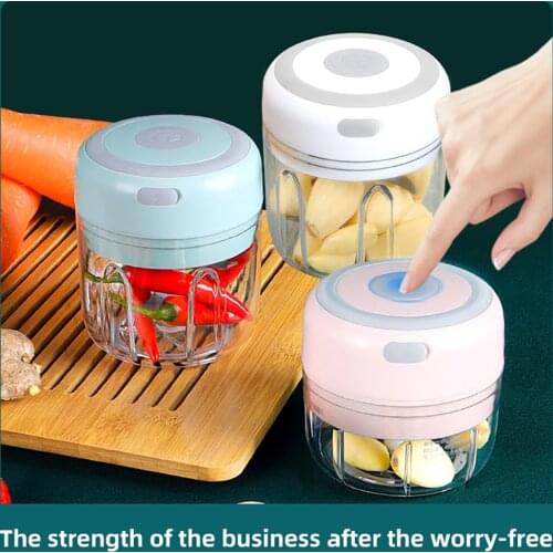 100/250mL Mini Electric Garlic Masher Chopper Cutter Ginger Masher Machine for Kitchen Food Crusher Chili Vegetable USB Charging