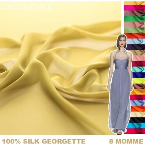100% SILK GEORGETTE 114cm width 8momme Pure Silk chiffon silk textile fabric Factory Direct Wholesale 1M Free Shipping 31-60