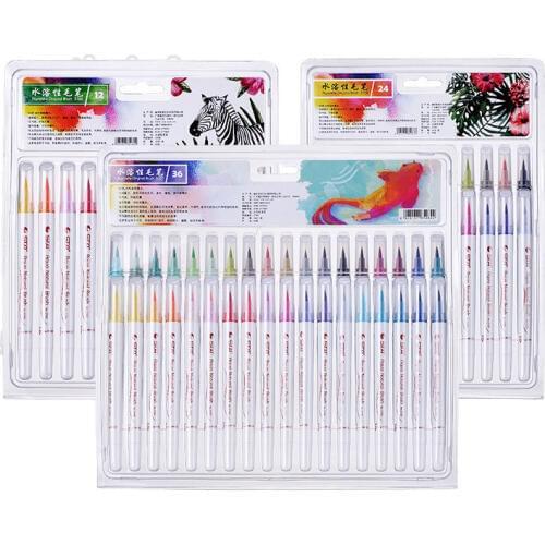 12/24/36 color art soft brush painting calligraphy graffiti mark soft hair watercolor pen set school art color spray stationery