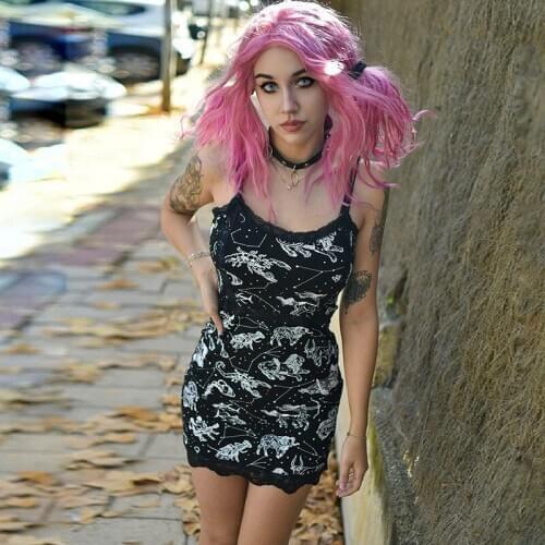 2020 Sexy Dark Printed Short Skirt Nightclub Backless Lace Suspender Dress Wholesale, Summer Dress