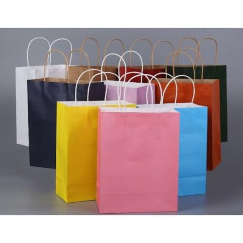 3PCS Kraft Paper Bag With Handle Recyclable Gift Bag Shopping Paper Bag Clothing Milk Tea Baking Packing Bag