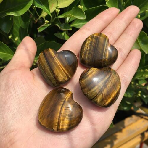 4pcs Natural crystal tigers-eye heart energy healing