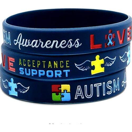 50pcs Autism Awareness Bracelets Silicone Wristbands Autism awareness live acceptance support for angel
