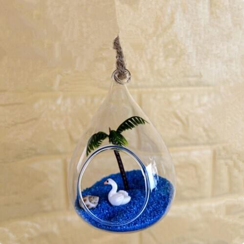 Free Shipping 2pcs/pack 9*12cm Water Drop Shaped Hanging Glass Terrarium Vase Home Decoration Creative Wedding Favor Gift