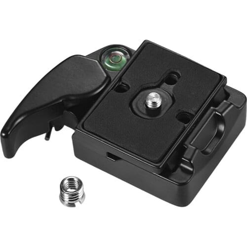Quick Release Plate Clamp Adapter with QR Plate 1/4 inch Screw 1/4 & 3/8 inch Screw Hole Bubble Level for Tripod DSLR Cameras
