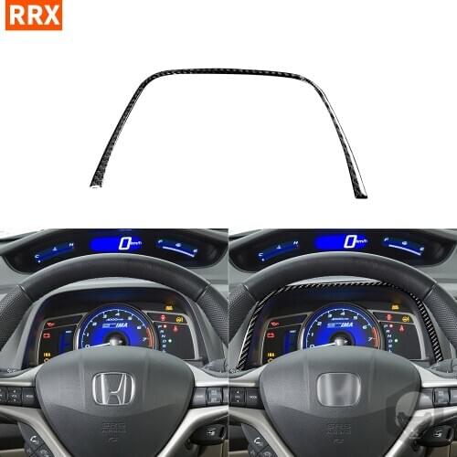 For Honda Civic 8 Gen 2006-2011 Black Carbon Fiber Stickers Instrument Speedometer Decorative Strip Interior Car Accessories
