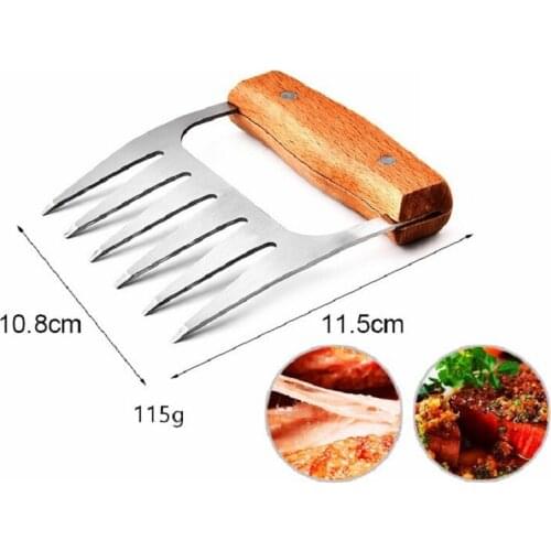Wooden Handle Bear Paw Pork Separator Stainless Steel Cooked Chicken Ripper Grinder Kitchen Creative Gadget