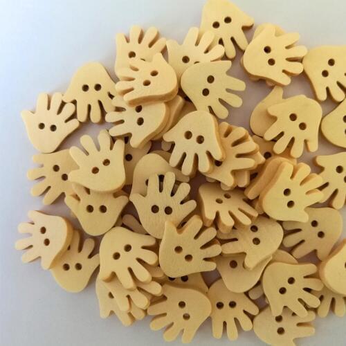50PCs Sewing Scrapbooking Baby Wood Sewing Buttons 2-Holes Cartoon Palm Wood Buttons Wooden Button Children Garment Accessories