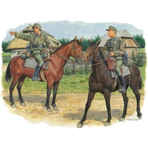 Two Germans and two horses in World War II need to be assembled and colored 1:35 resin soldier sand table model