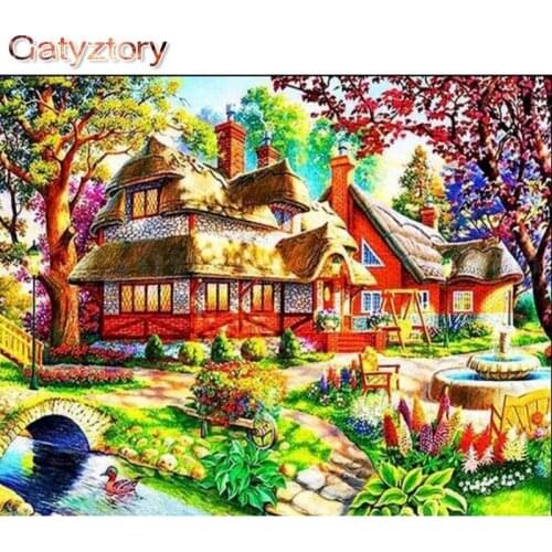 GATYZTORY 5d Diamond Painting houses Landscape Full Drill Diamond Embroidery Scenery Home Decor Sale