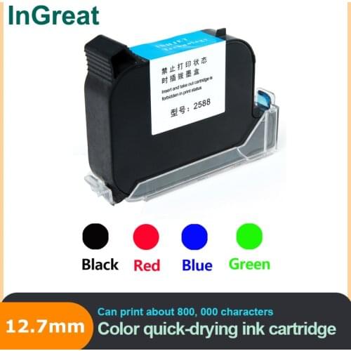 42ML Black Red Blue Green Printer Ink Cartridge Solvent fast drying 12.7mm Print Height Universal for Handheld Inkjet Printer