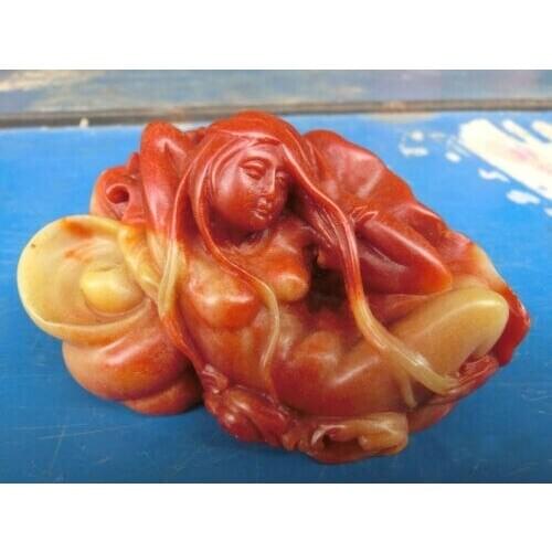 Chinese Shoushan Stone Hand-carved Stone Carving Beauty Woman Statue Decoration Gift