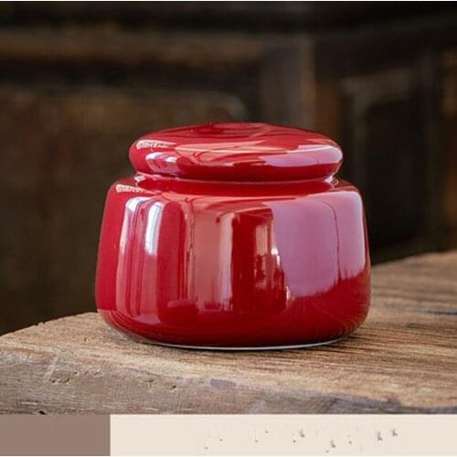 Chinese Tea Box Green Tea Storage Jar Household Goods Storage Tea Ware Wooden Box Moisture-Proof Storage Jar Pot Ceramic Teapot