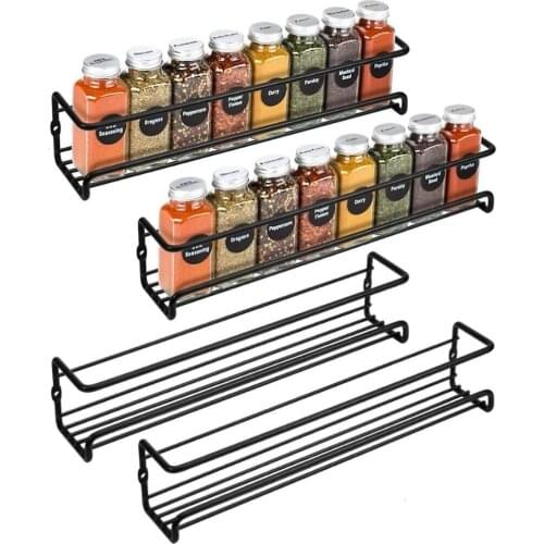Kitchen Spice Jar Storage Rack Cabinet Organizer Hanging Shelf Door Wall Mounted Seasoning Bottle Holder Kitchen Decor 4PCS/Set