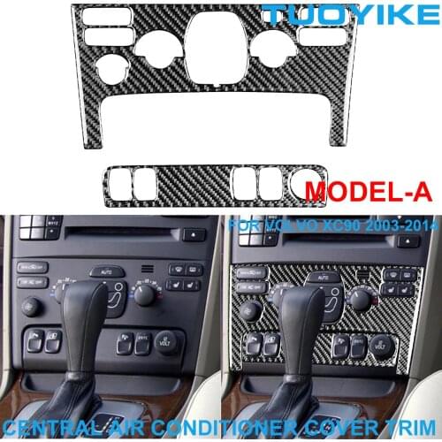 LHD RHD Car Styling Carbon Fiber Central Console AC Air Conditioner CD Button Frame Cover Sticker Trim For VOLVO XC90 2003-2014