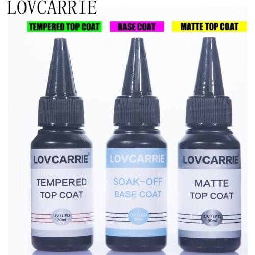 LOVCARRIE 30ML Rubber Base Top for Gel Polish UV Semi permanent Vernis Reinforce Gel Varnish Matte Top Coat No Wipe Nail Art