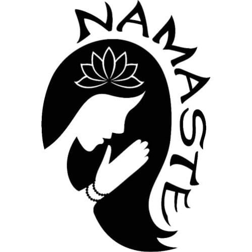 Car Sticker Holy Flower Girl Namaste Trolltech Style High Quality Car Decoration PVC Sticker Waterproof Black/White, 12cm*8cm