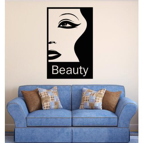Girl Beauty Salon Wall Decal Quote Beauty Woman Hair Eyes Lips Vinilos Decorativos DIY Livingroom Applicable Wall StickersSYY402