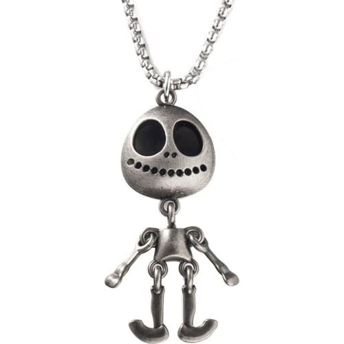 Big Eyes UFO Alien Skull Smiley Pendant Necklace Men Retro Punk Hip Hop Accessories Banquet Jewelry Gifts Holidays