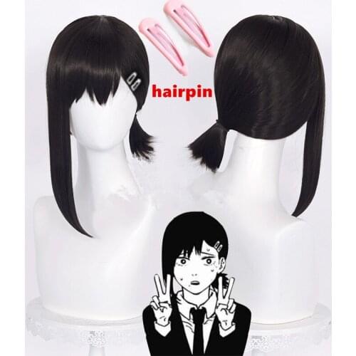 Higashiyama Kobeni Wig Anime Chainsaw Man Cosplay Black bangs short hair +Free gift wig cap+Free Wig Cap hairpins cosplay props